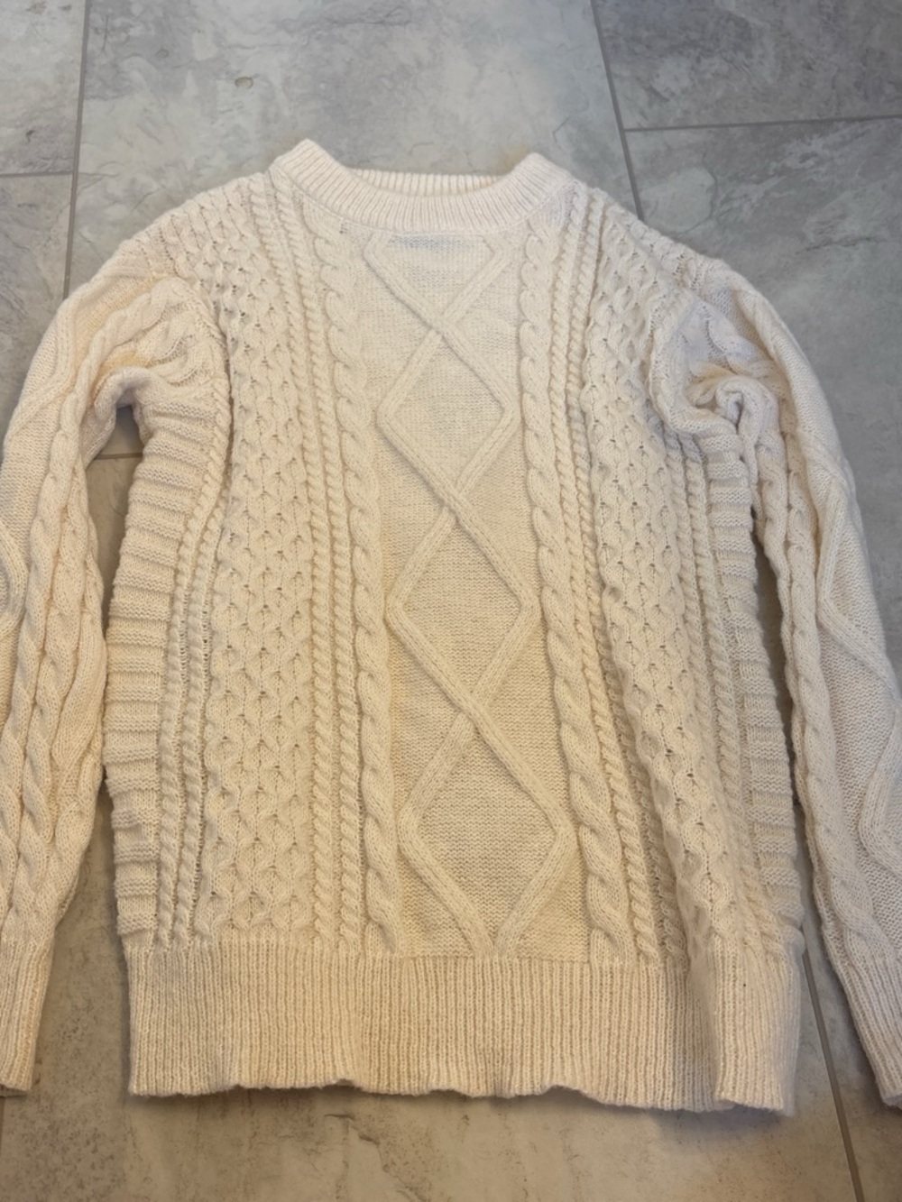Aelfric Eden Cream Cable-Knit Crewneck Sweater